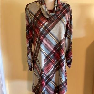 R & K Plaid knit dress with matching Scarf